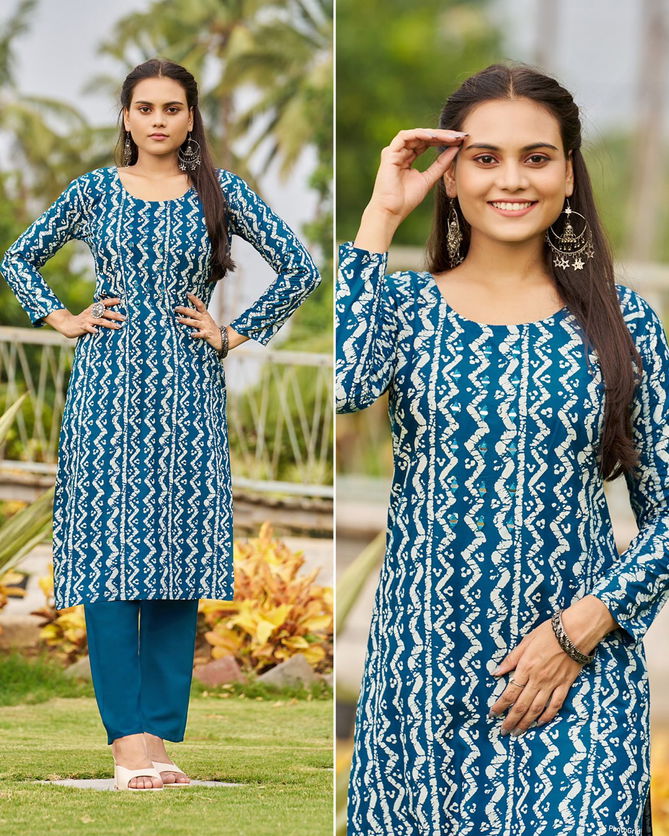 Sibori Vol1 Rayon Print Kurti And Pant Catalogue